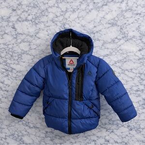 Reebok Boys Blue Puffer Jacket Hooded Winter Coat Size 4/5 Insulated